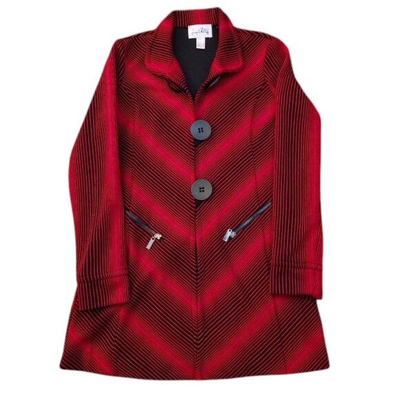 Joseph Ribkoff Black & Red Striped Jacket/Coat Sz 10 - Picture 6 of 9